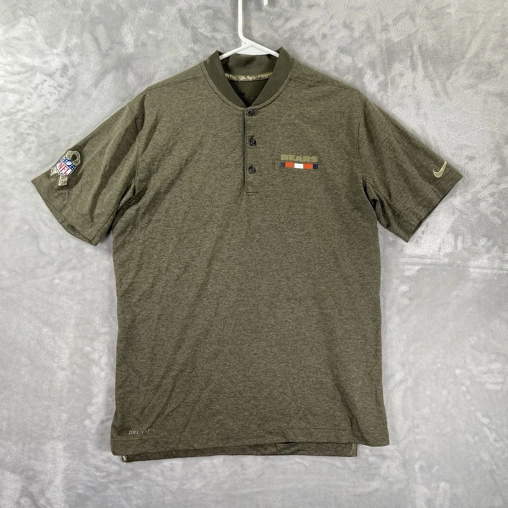 Nike NFL Chicago Bears Polo Shirt Mens Medium Band Blade Collar Dri-Fit On Field